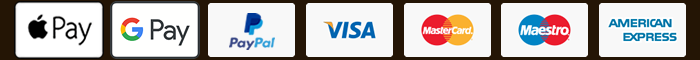payment methods: apple pay, google pay, paypal, visa, maestro, mastercard, american express